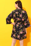 Pretty Florals Robe in Navy - Crepe