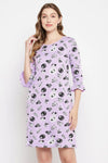 Sheep Print Short Night Dress in Lavender - 100% Cotton