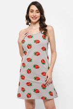 Tutti Fruity Short Night Dress in Grey - 100% Cotton