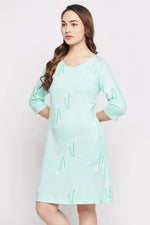 Pretty Florals Short Night Dress in Baby Blue - 100% Cotton