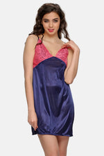 2 PCS SATIN NIGHTWEAR SET IN blue - SHORT ROBE & NIGHTIE