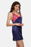 2 PCS SATIN NIGHTWEAR SET IN blue - SHORT ROBE & NIGHTIE