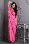 2 PCS SATIN NIGHTWEAR SET IN Pink- LONG ROBE & NIGHTIE