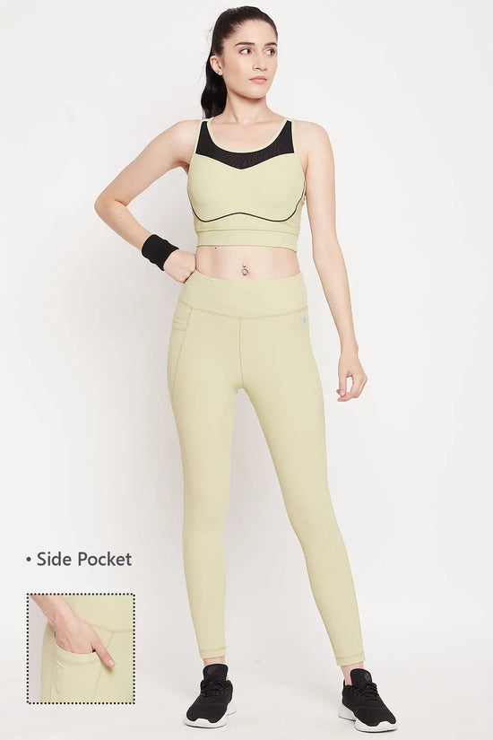 High Rise Active Tights in Sage Green with Side Pocket