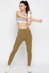 Snug Fit Active High-Rise Full-Length Tights in Olive Green