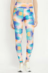 High Rise Brushstroke Print Active Tights in Multicolour with Side Pocket