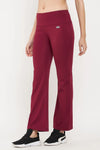 High Rise Flared Yoga Pants in Maroon with Side Pocket