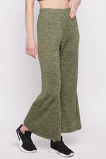 Comfort Fit Flared Active Pants in Green Melange