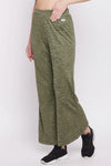 Comfort Fit Flared Active Pants in Green Melange