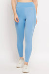 High Rise Active Tights in Sky Blue with Side Pocket