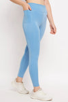 High Rise Active Tights in Sky Blue with Side Pocket