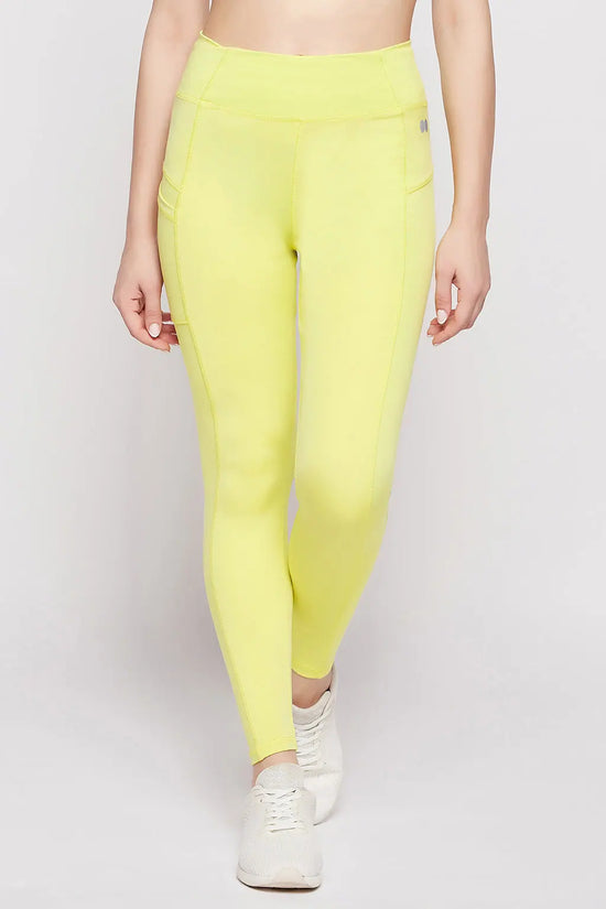 High-Rise Active Tights in Neon Green with Side Pocket