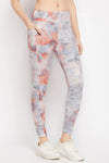 High Rise Tie-Dye Print Active Tights in Grey with Side Pocket