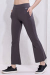 Comfort Fit High-Rise Flared Yoga Pants in Dark Grey with Side Pockets