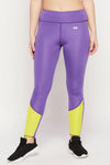 High Rise Colourblocked Active Tights in Purple