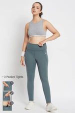 High Rise 3-Pocket Active Tights in Dark Grey