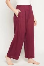 Chic Basic Wide Leg Pants in Maroon - Rayon