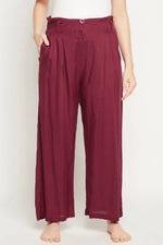 Chic Basic Wide Leg Pants in Maroon - Rayon