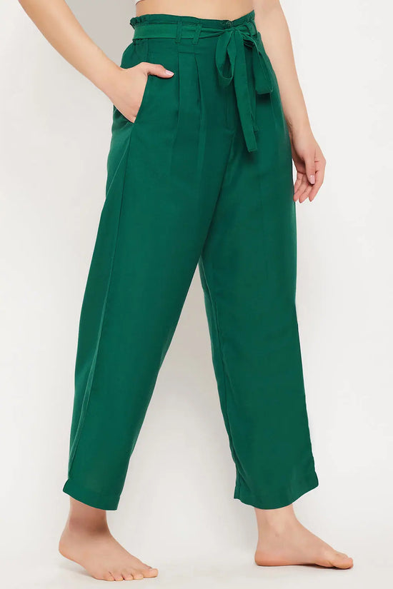 Chic Basic Wide Leg Pants in Forest Green - Rayon