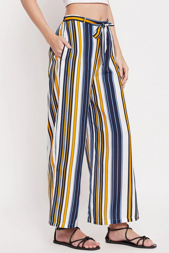 Striped Wide Leg Pants in Muticolour - Crepe