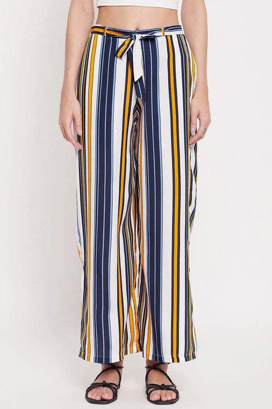 Striped Wide Leg Pants in Muticolour - Crepe