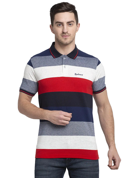 Rodamo Multi Striped Polo T-Shirts-111630101-L