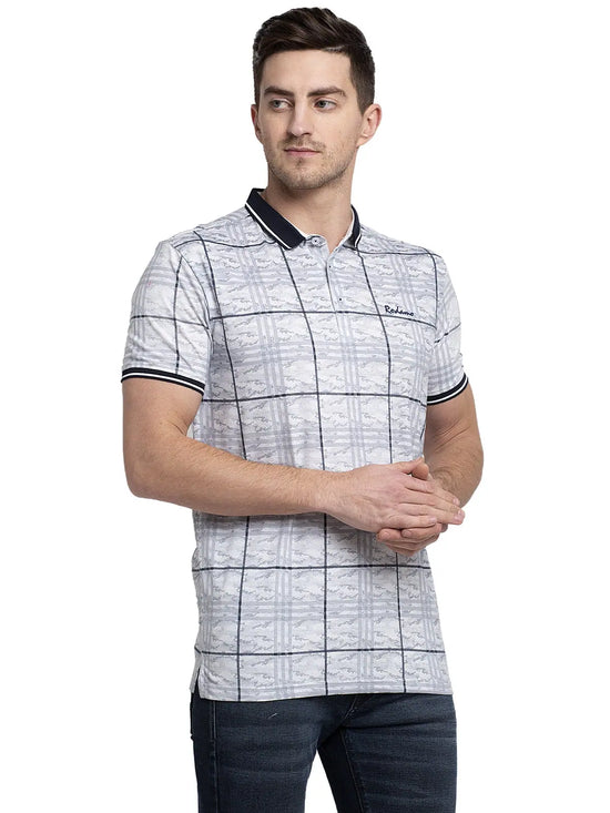 Rodamo Blue Printed Polo T-Shirts-111690101-L