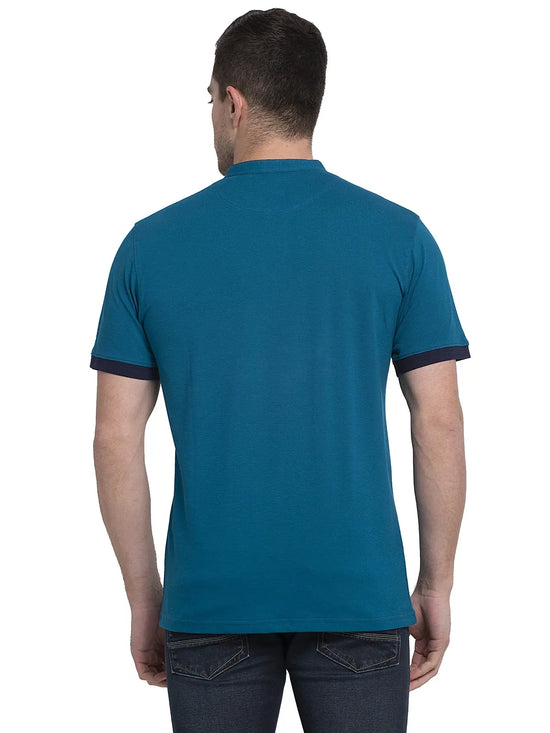 Rodamo Blue Lycra Henley T-shirts-111760104-L