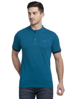 Rodamo Blue Lycra Henley T-shirts-111760104-L