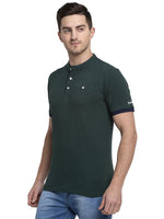 Rodamo Green Lycra Henley T-shirts