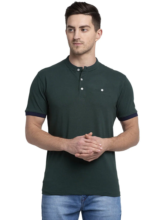 Rodamo Green Lycra Henley T-shirts