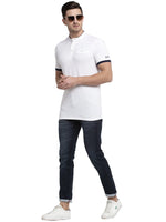 Rodamo White Lycra Henley T-shirts