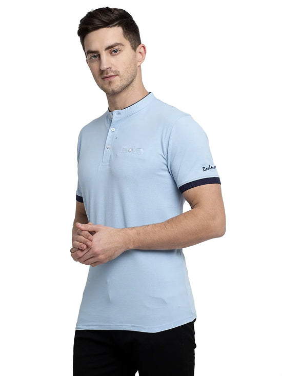 Rodamo Blue Lycra Henley T-shirts-111760102-L