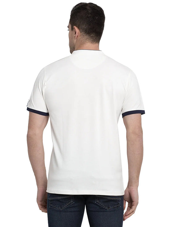 Rodamo Off White Lycra Henley T-shirts