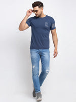 Rodamo Blue Round Neck T-shirts-111780101-L