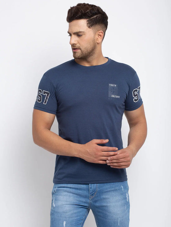 Rodamo Blue Round Neck T-shirts-111780101-L