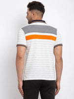 Rodamo Off White Striped Polo T-Shirts