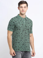 Rodamo Green Printed Polo T-Shirts-111810101-L