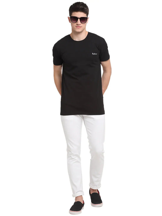 Rodamo Black Round Neck T-shirts-111830101-L