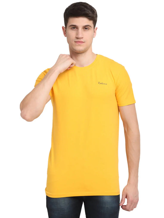 Rodamo Mustard Round Neck T-shirts-111830108-L