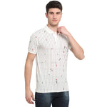 Rodamo White Striped Polo T-Shirts