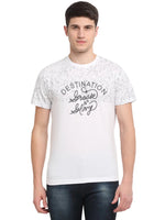 Rodamo White Printed Round Neck T-shirts-111850102-L