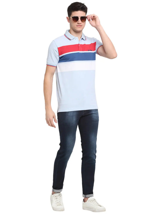 Rodamo Blue Striped Polo T-Shirts