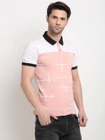 Rodamo Pink Printed Polo T-Shirts