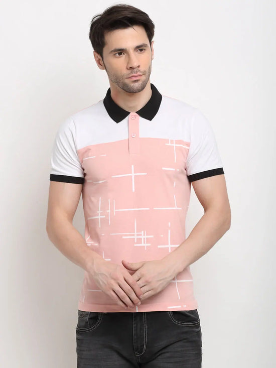 Rodamo Pink Printed Polo T-Shirts