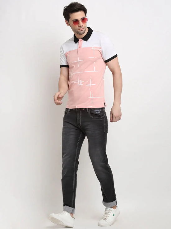 Rodamo Pink Printed Polo T-Shirts