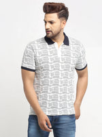 Rodamo White Printed Polo T-Shirts-111930101-L