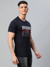 Rodamo Navy Blue Printed Round Neck T-shirts-112030102-L