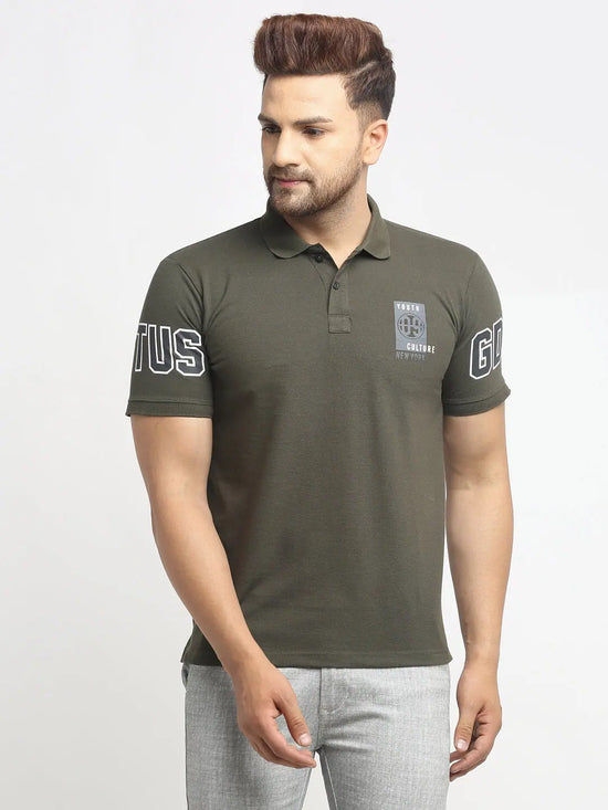 Rodamo Olive Printed Polo T-Shirts