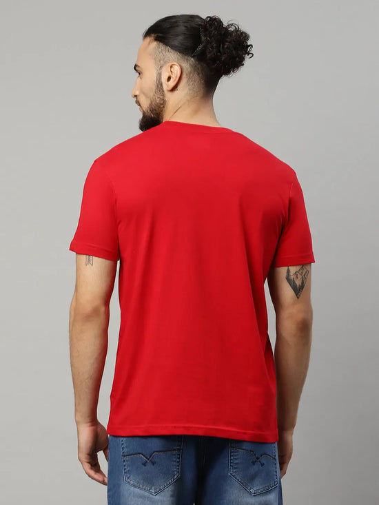 Rodamo Red Printed Round Neck T-shirts-112140102-L